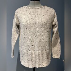 Ann Taylor Factory Speckled Knit Sweater Size S Neutral Pullover